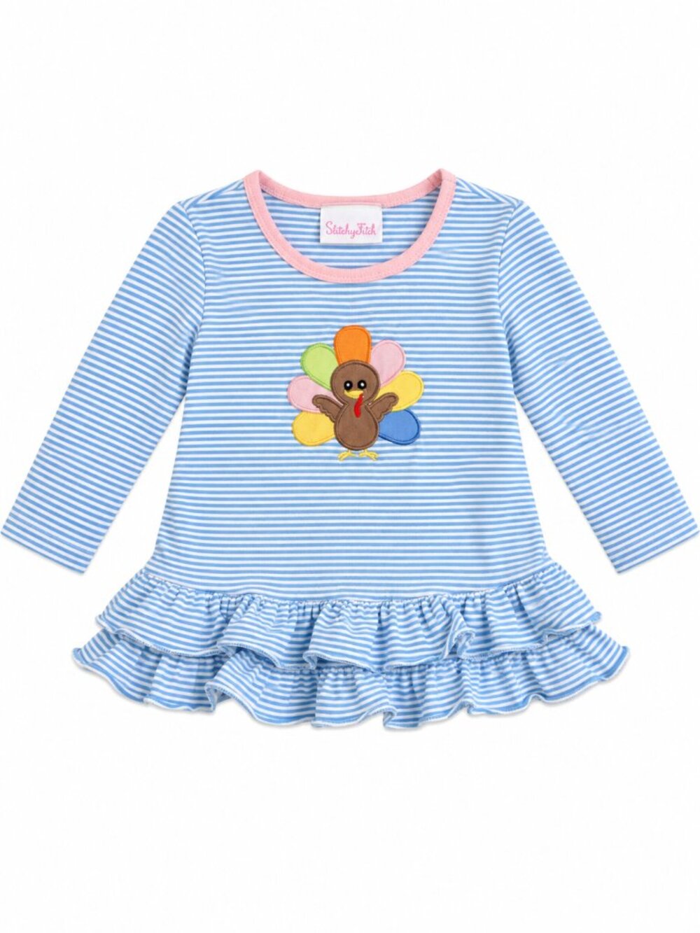 Stitchy Fish Turkey Thanksgiving Long-Sleeve Shirt — 2T